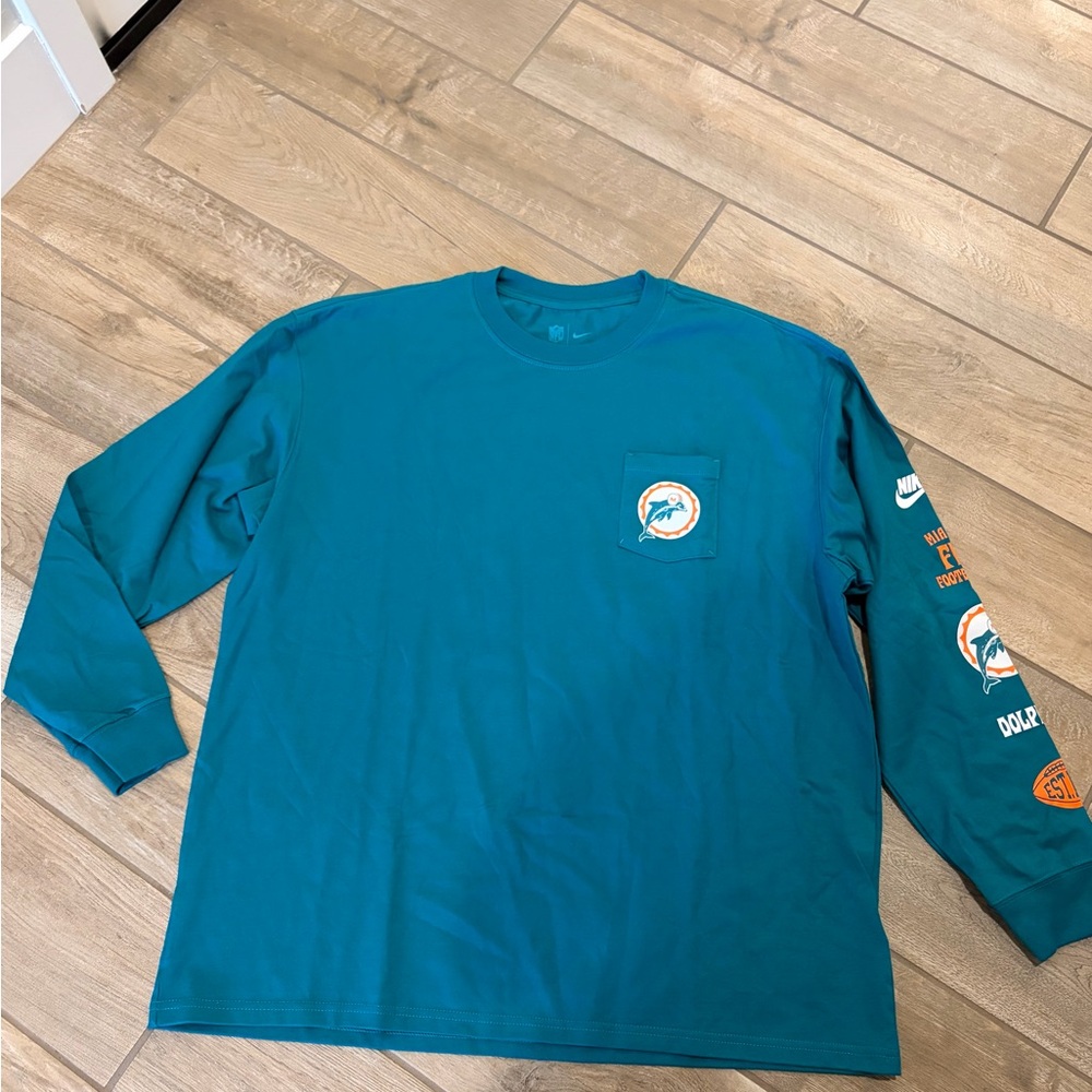 Nike Aqua Miami Dolphins Rewind Heavy Max90 Pocket Long Sleeve T-Shirt XL